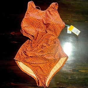 Women’s One-Piece Swimsuit. Size Medium. Leopard Print.